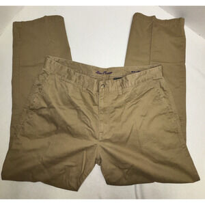 Alan Flusser Pants Men 38x32 Brown Chino Straight Leg Flat Front Trouser Zip Fly